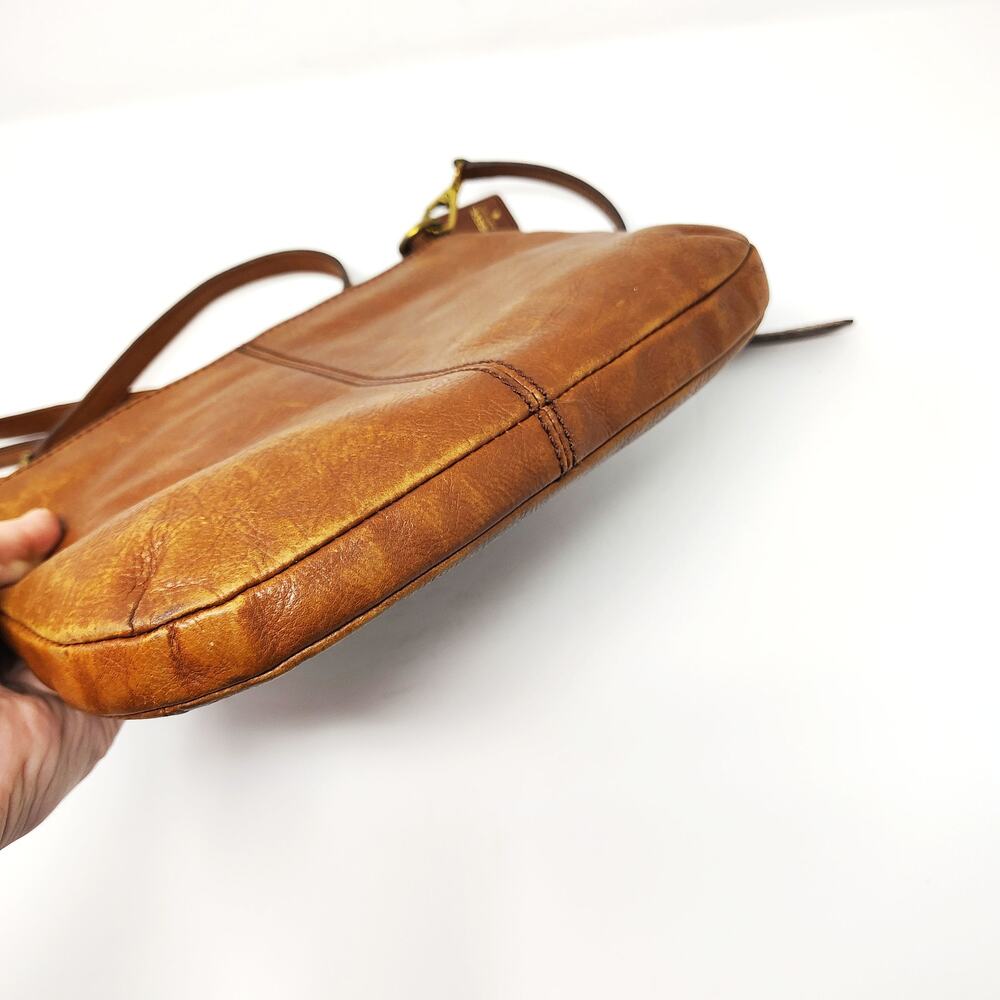 Fossil Crossbody Tan Leather Purse Bag Minimalist Chic Boho Western - Picture 6 of 14